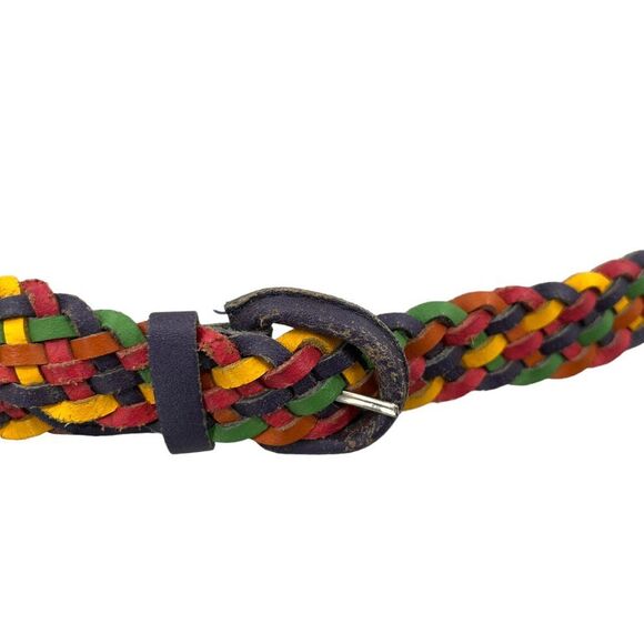 Vintage Genuine Leather Braided Multi Color Belt Size ML main image 11